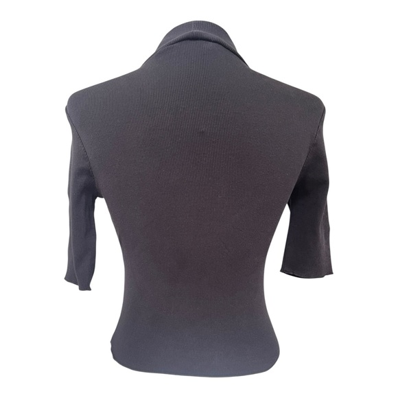 Zara Black Fitted 3/4 Sleeve Bodysuit Sweater Top Black Size Medium Women's - Picture 2 of 8